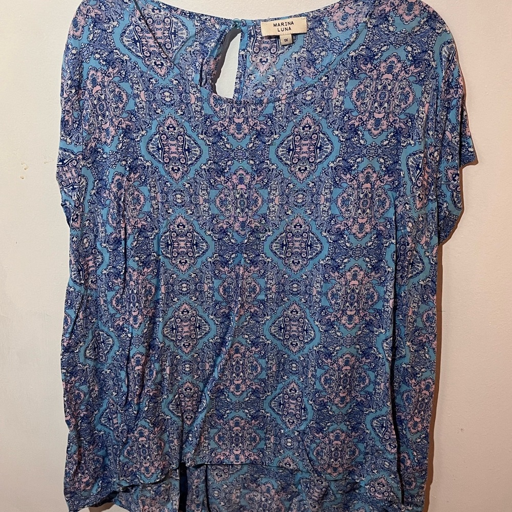 Blue and Pink Blouse